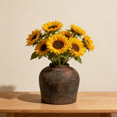 Large Ceramic Vase For Home Decor, 11 Inch Tall Distressed Farmhouse Vase With Zen Style, Handcrafted Terracotta Pottery Vase For Flowers And Decorative Arrangements