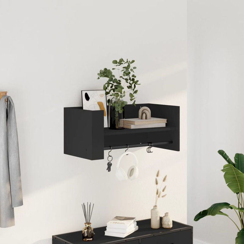 Robbert Floating Shelf, Black, 30.5cm H x 70.5cm W x 35cm