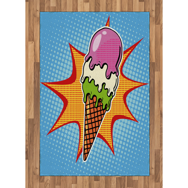 Ice Cream High Density Long Fiber Poly Threads Decorative Area Rug Carpet, Rectangle 4' x 5'8"