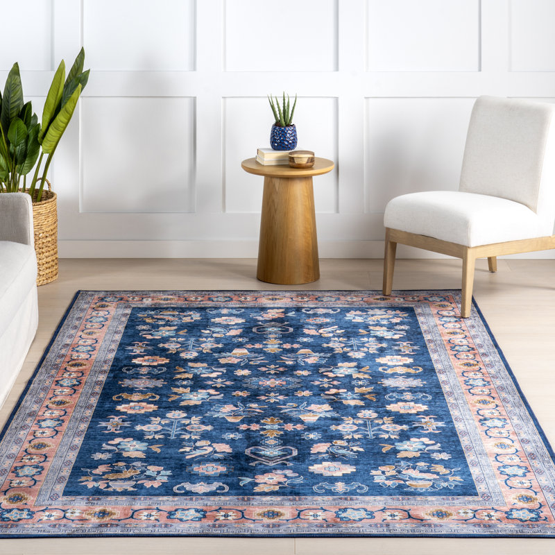Capac SplashGuard Traditional Medallion Machine Washable Area Rug, Rectangle 5' x 8'