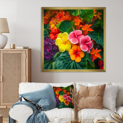 «Vibrantly Happy Blossoming Tropical Flowers I» - Décoration murale fleurs