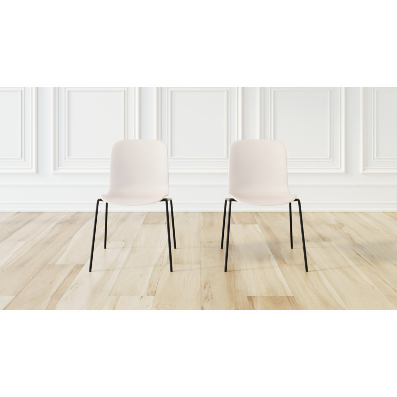 Ensemble de 2 chaises de salle à manger modernes en fer chic avec siège en plastique (sable), Gris clair