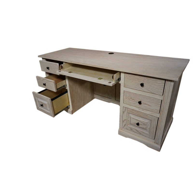 Rafeef Solid Wood Executive Desk, Bright White Oak