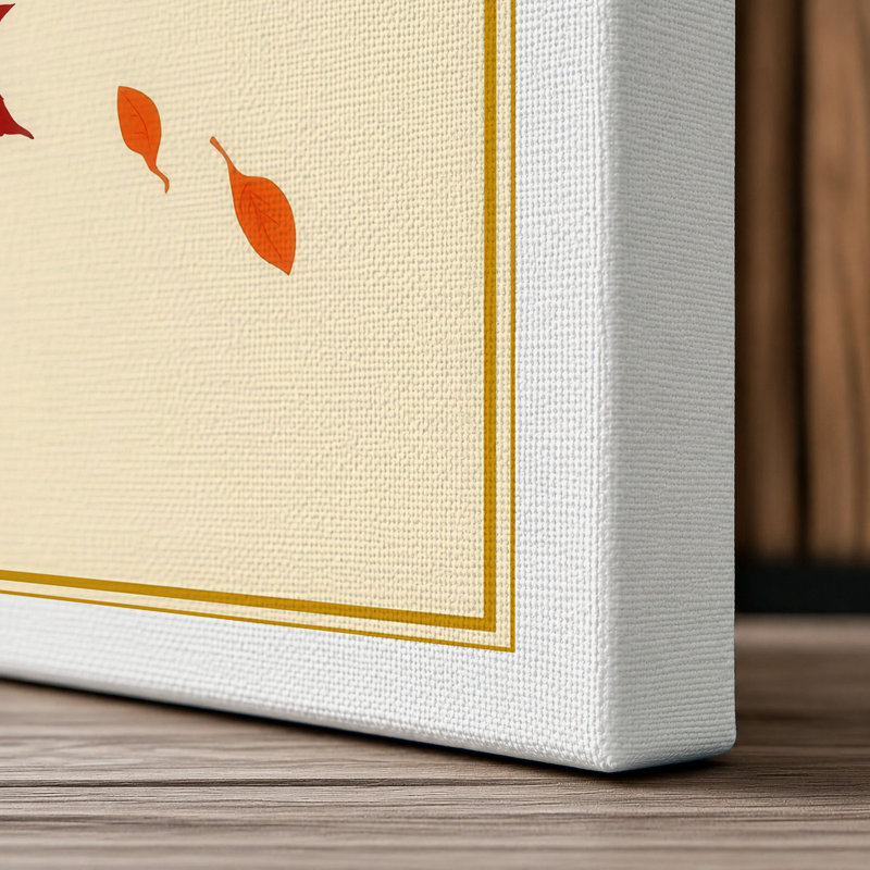 Falling Autumn Leaves Japandi - Wrapped Canvas, 30x20 - 76.2 x 50.8 cm, White Border
