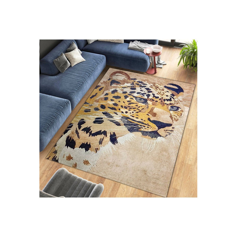 Tapis décoratif moderne à motif tigré beige beige Northern Collection, Sous-tapis rectangulaire de 3 pi 3 po x 4 pi 11 po