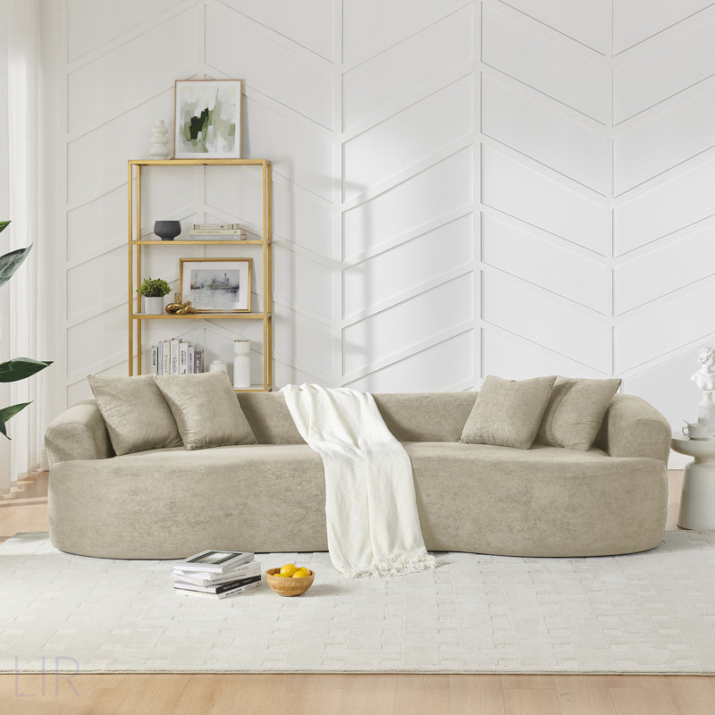 Canapé modulaire courbé 4 places Modern Cloud, design minimaliste, sans assemblage, tissu chenille doux, parfait pour les salons