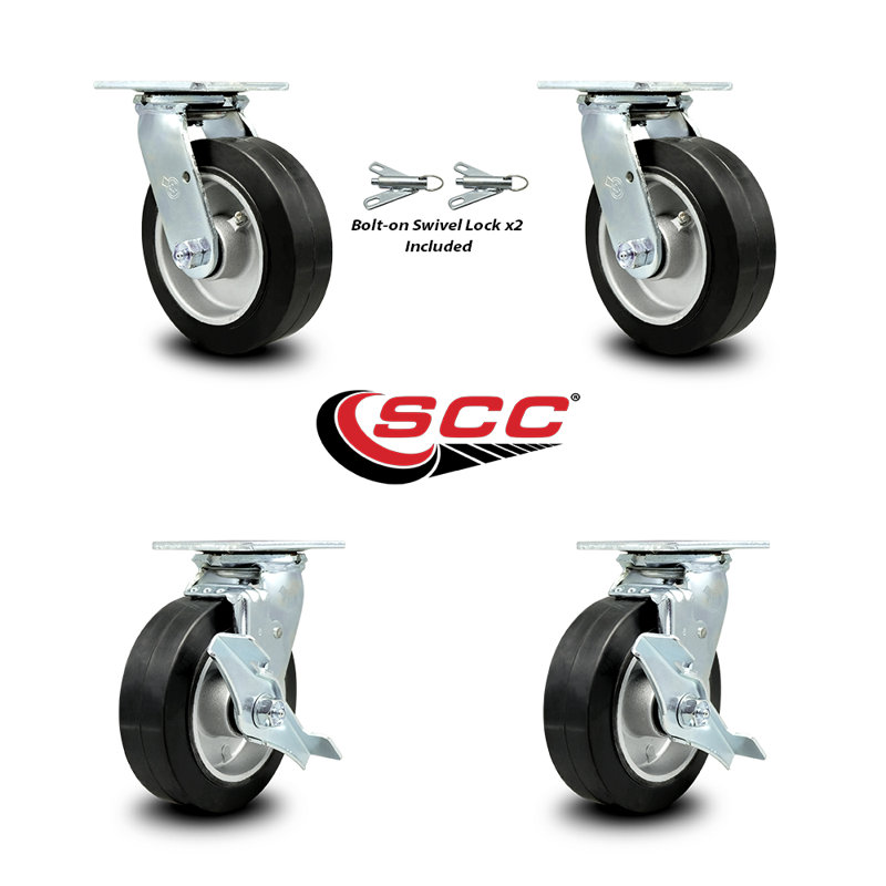 4-Piece Rubber and Aluminum Caster Set