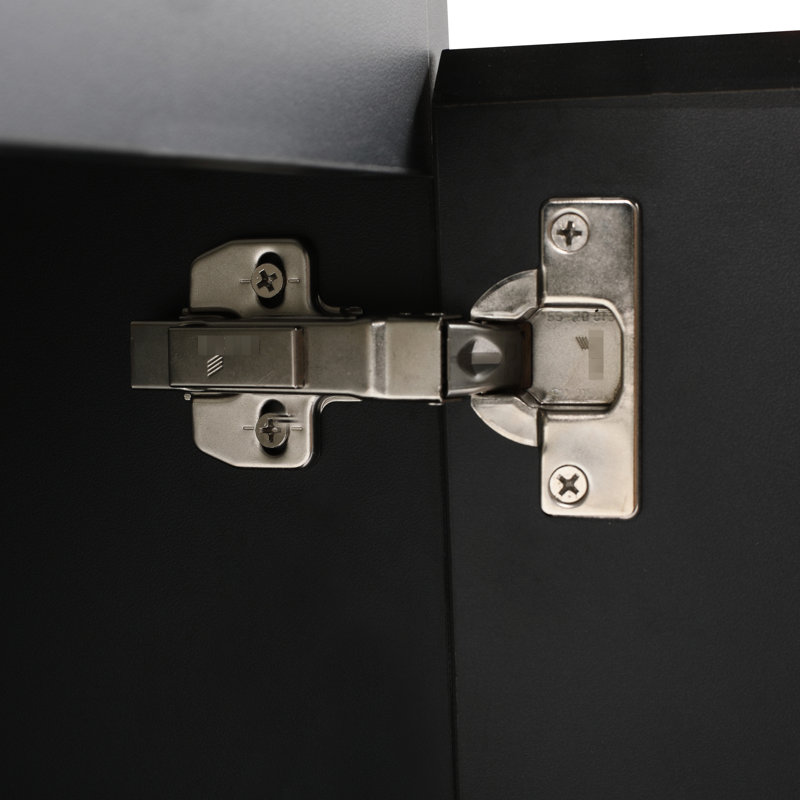 Meuble-lavabo de salle de bain en céramique avec porte à fermeture en douceur - noir, moderne, lavabo en contreplaqué