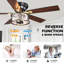 Ventilateur de plafond 52 po encastré en cristal noir avec lumière et télécommande, ventilateurs de plafond à profil bas avec moteur à courant continu à 6 vitesses pour le salon, la chambre à coucher