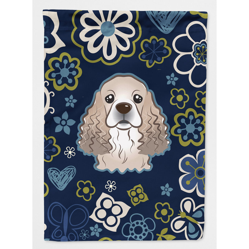 Terrier en fleurs à 2 côtés en polyester 15 x 11,5 po drapeau de jardin, Épagneul (brun clair)