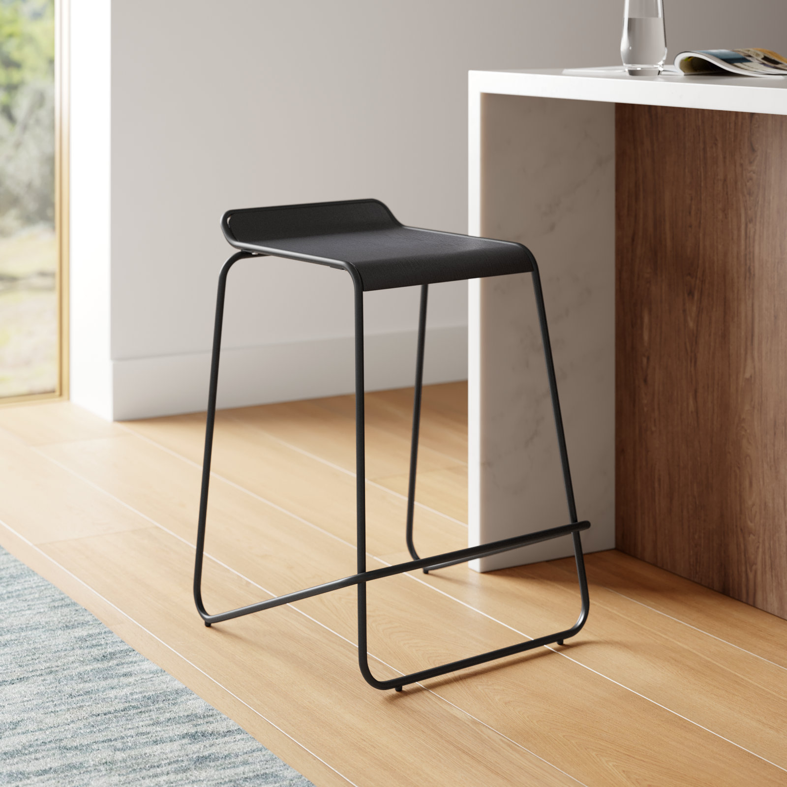 Ready Stacking Stool, Black, Counter Stool (25" Seat Height)