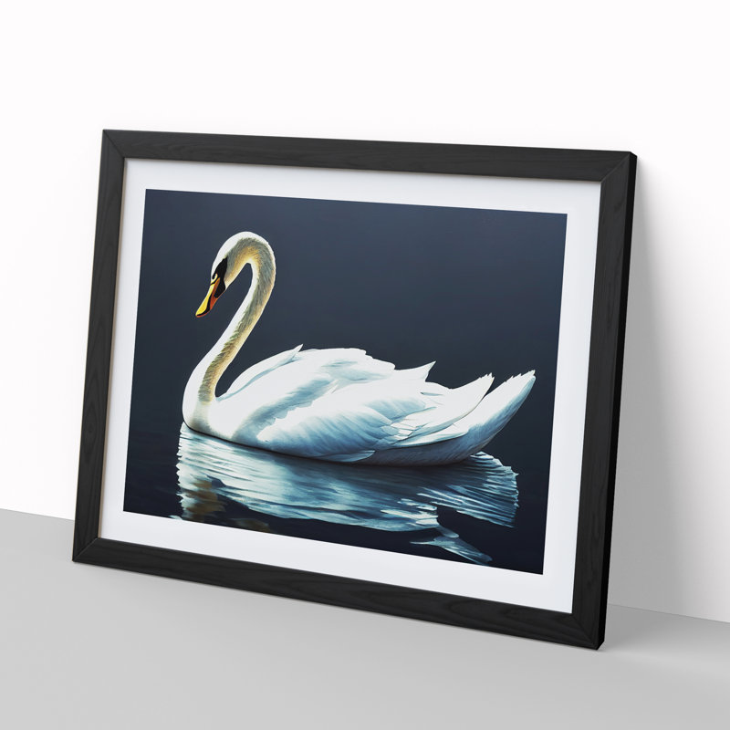 Astounding Swan - Single Picture Frame Print, Black, 46cm H x 64cm W