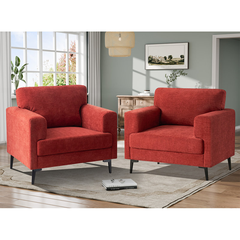 Blannie Upholstered Accent Chair, Terracotta Polyester Blend