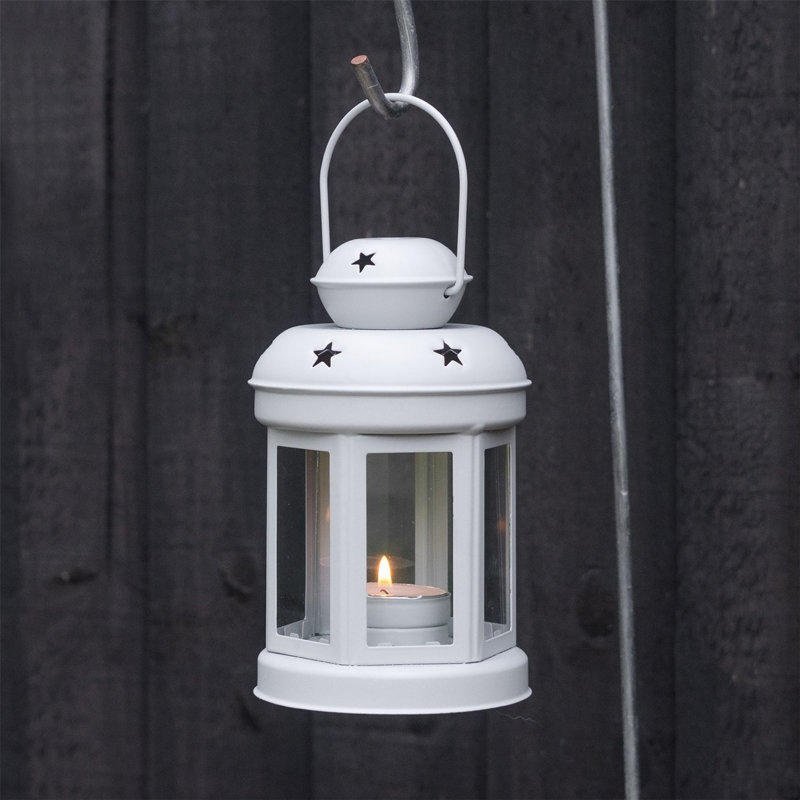 Nicola Spring - Metal Hanging Tealight Lanterns, Blue, 1, 16" H x 10" W x 10" D