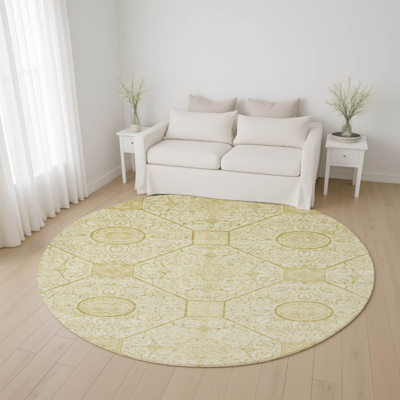 Premium Machine Washable Bucz AMF1748 Geometric Rug, Round 8'