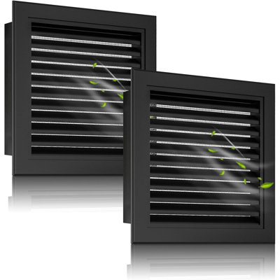Ensemble de 2 - évent à pignon en aluminium 12 po x 12 po avec conception grillagée pour un refroidissement efficace du grenier et de la remise, ouverture de l'évent: 10 po x 10 po, noir