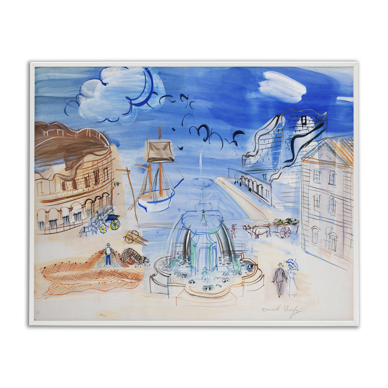 Art classique, estampe numérique encadrée par one1000paintings, Estampe numérique encadrée blanc bord de mer
