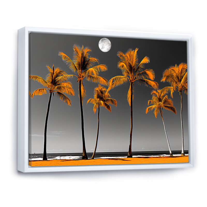 Hawaii Harmony of Yellow Palms sur impression sur toile, H 24 po x l 32 po x P 1 po, Cadre flottant blanc