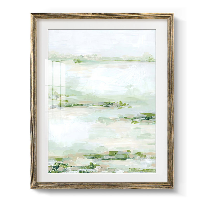 Marais verdoyant I, Papier avec cadre noyer, Blanc