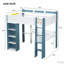 Lit mezzanine en bois avec tablettes de rangement intégrées, tringles à vêtements et bureau-118019848