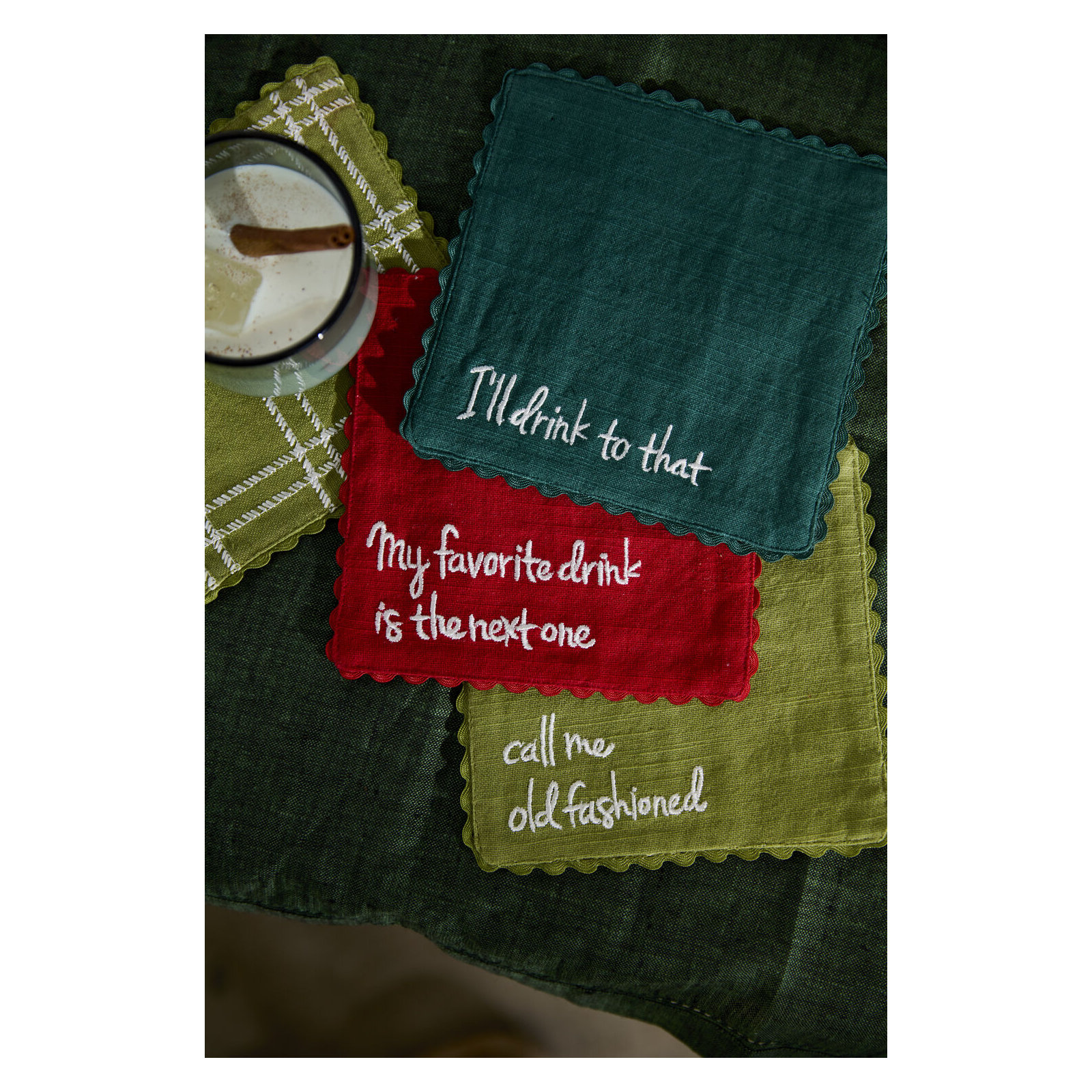 Spirit Cocktail Napkin 6"x 6" in , Green