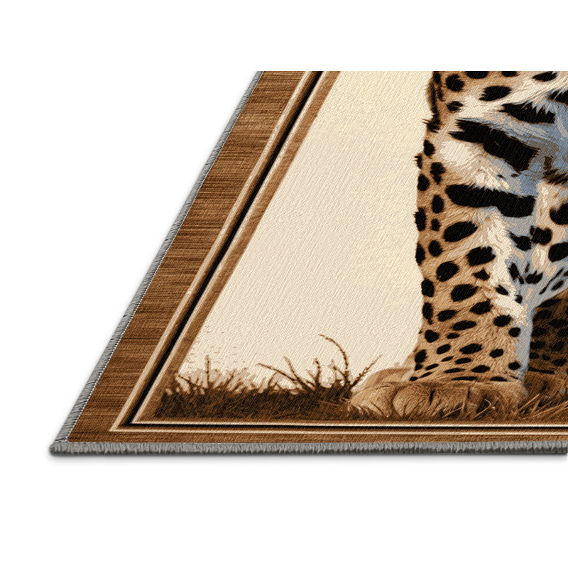 Washable African Wild Cat Wildlife Area Rug, Square 6'