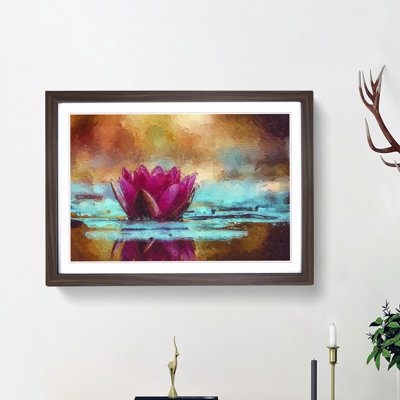 Pink Water Lily Flower in Abstract - Picture Frame Painting Print