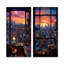«Night In Tokyo Window View II», ensemble de 2 reproductions d'art mural japonais en métal-854012096
