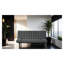 Futon-lit gris foncé avec siège et dossier capitonnés en biscuit - Accoudoirs réglables, canapé convertible pour le salon, design multifonctionnel contemporain
