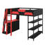 Ultimate Gaming Loft Setup with Desk, Storage Shelves & Programmable LED Lighting-98860473