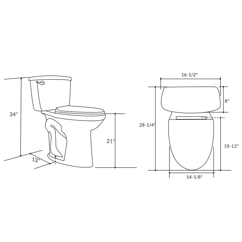 Yingze 21 Inch Extra Tall Two Piece Elongated Toilet, 1.28 GPF Single Front Flush, Heavy Duty UF Soft Close Seat, High Rise Comfort Toilet for Elderly, Disabled & Tall Adults