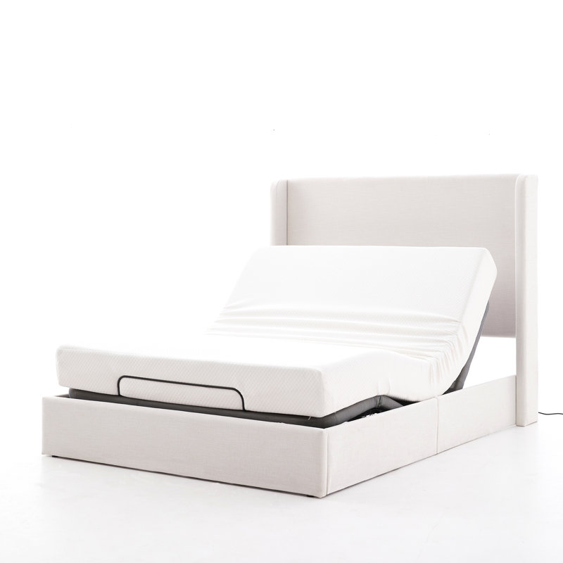 Base de lit réglable ergonomique grand format 4,0, base de lit réglable avec inclinaison de la tête et des pieds, base électrique avec télécommande sans fil, masseur