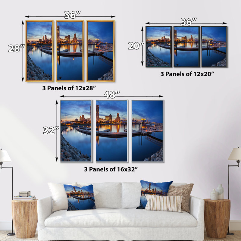 Vue panoramique Milwaukee - cadre flottant 3 pièces, Noir, H 28 po x l 36 po
