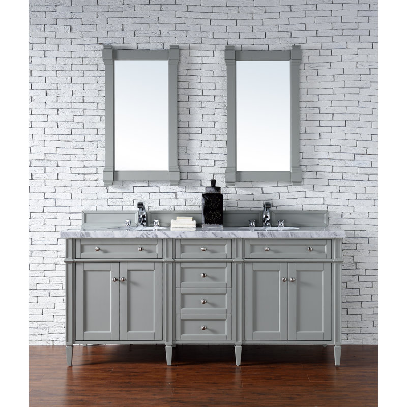 Brittany 72'' W Double Bathroom Vanity Base, Smokey Celadon