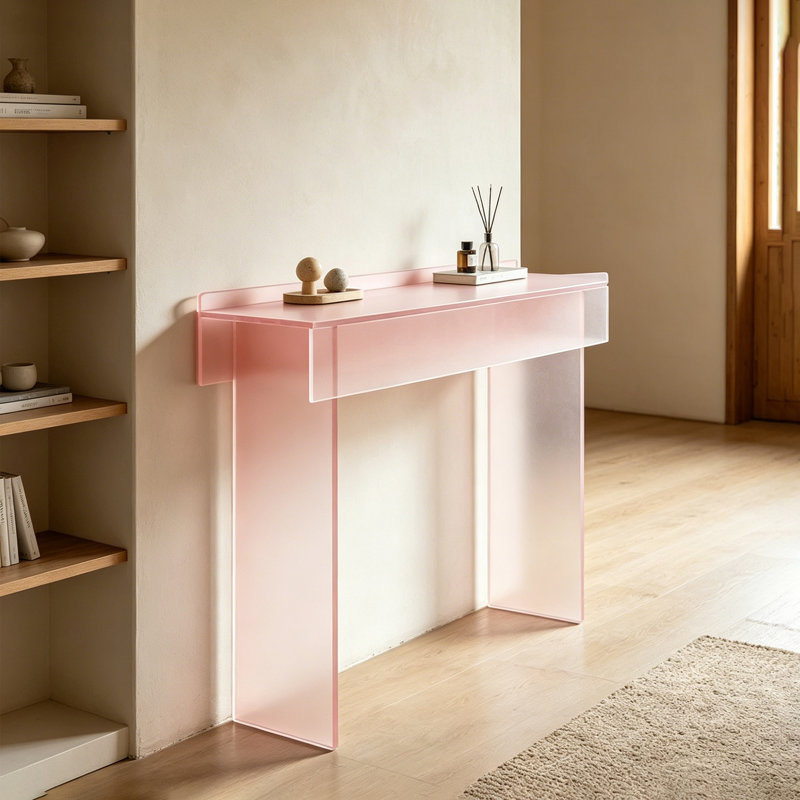 Console en acrylique givré, H 31,5 po x l 35,43 po x P 11,81 po