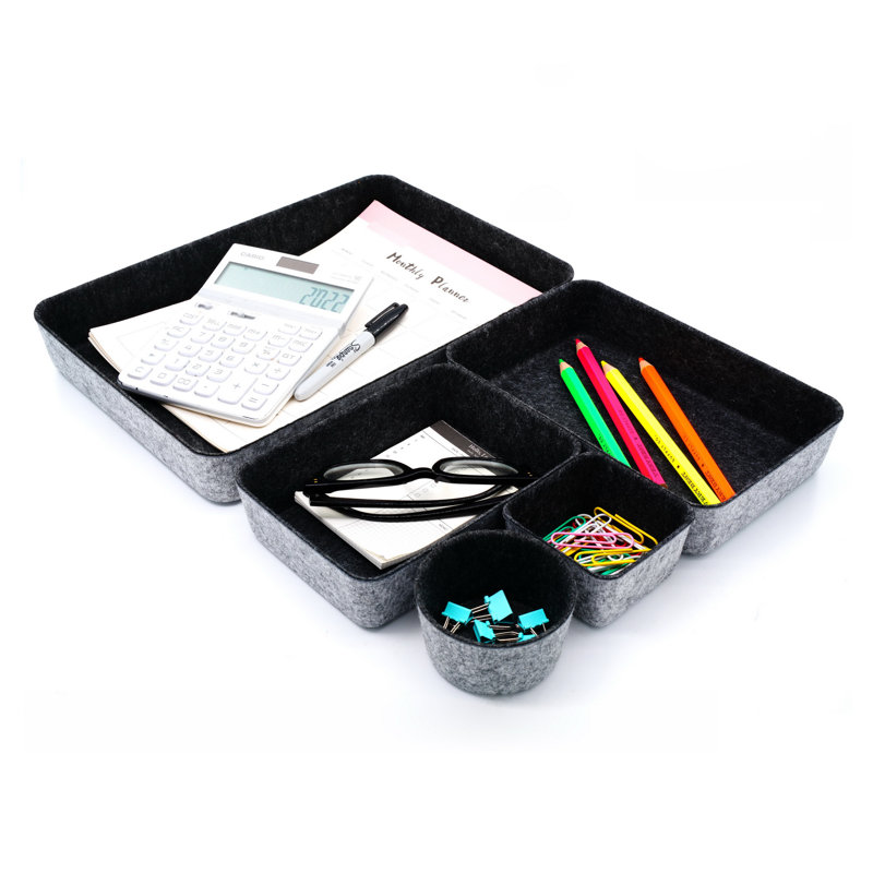2.2'' H x 13.6'' W x 9.6'' D Office Drawer Organizer, Charcoal