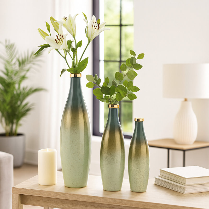 Grand vase de table en verre Ombre