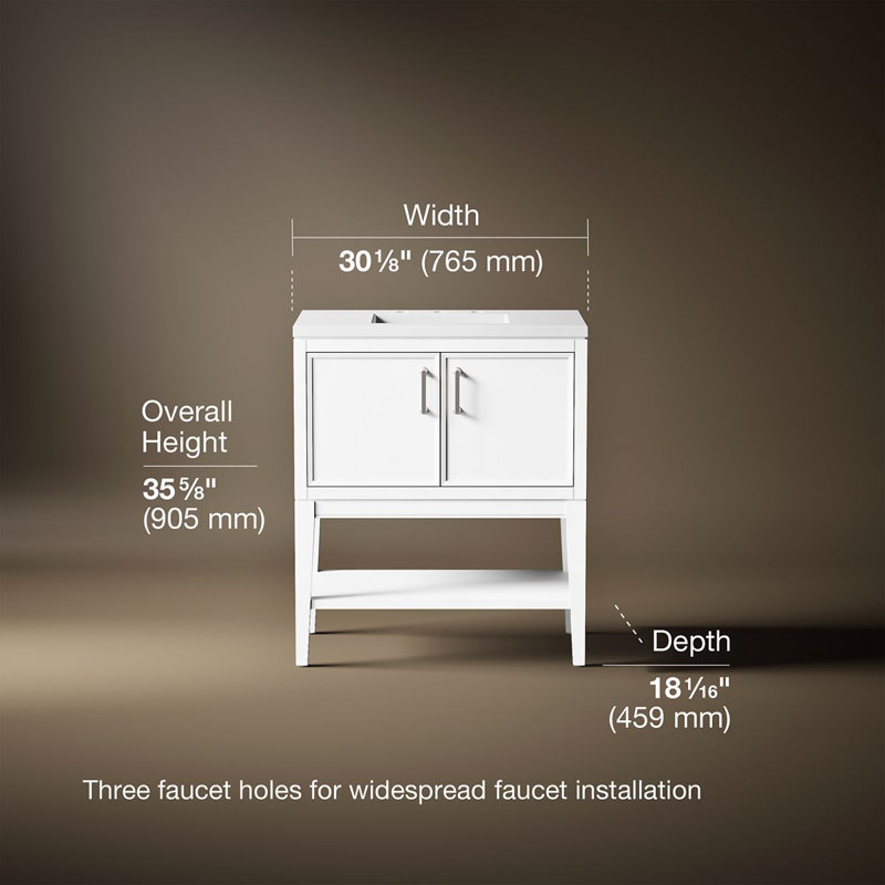Winnow 30" Freestanding Single Bathroom Vanity Cabinet with Sink and Quartz Top, 30", White