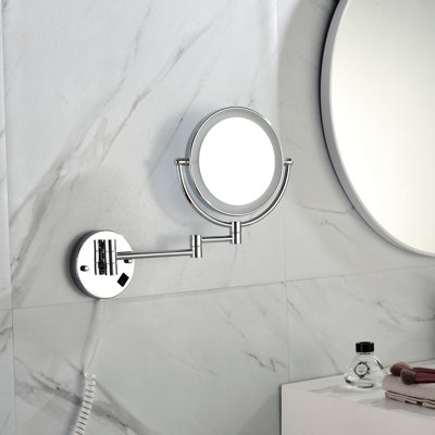 Miroir de meuble-lavabo mural grossissant à fixation murale 8 pouces, 12 rallonges, grossissement 1X / 3X, rotation à 360 degrés, miroir de rasage à bouton étanche pour une finition de designer, spa