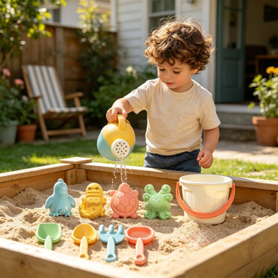 Plastics buckets Kids Beach Toys Set Sand Play Tools With Bucket Shovels Rakes Sand Molds Outdoor Sandbox Toys For Beach Pool Backyard