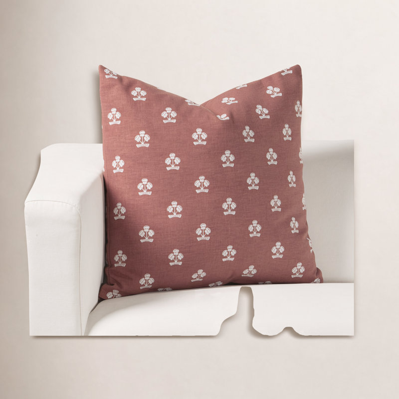 Housse et insert de coussin Hamachi, Plumes, Carré 16 po, Cinnabar Red Floral