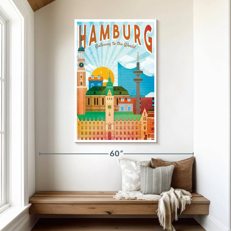 Affiche rétro de Hambourg, H 48 po x l 32 po