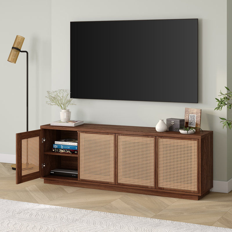 Giordano 24'' H Manufactured Wood TV Stand with Adjustable Shelves, Brown