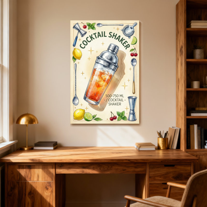 Shaker tendance avec fruits et outils, H 30 po x l 20 po