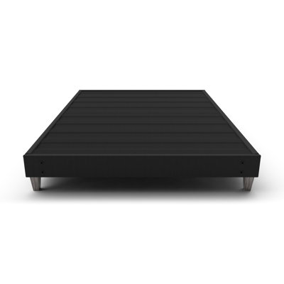 Base de lit simple avec installation rapide et rapide, aucun outil pour le tissu - pieds recouverts de similicuir de 6 po recouverts de tissu gris foncé, profondeur 76,09 po, largeur 37,95 po, hauteur 9,05 po, poids facile d'accès