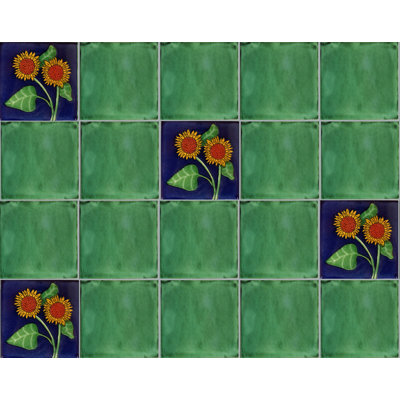 Carrelage mexicain double 4,2 po x 4,2 po TalaMex Talavera 9 pièces