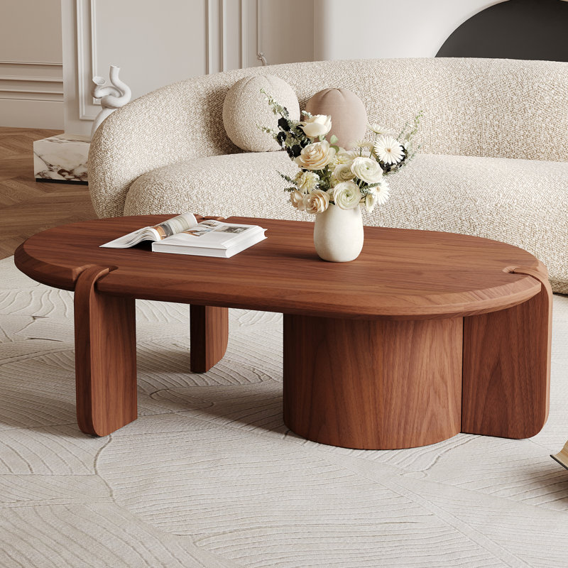 Table basse 48 po, table centrale ovale en noyer pour salon et bureau personnel