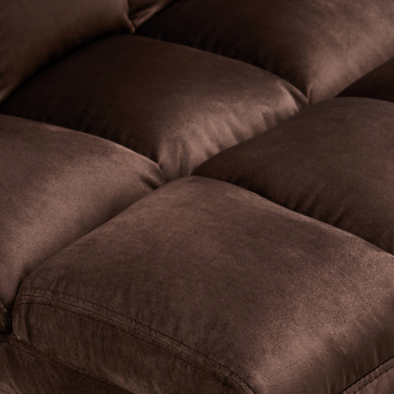 Merrick Road Accent Chair with Ottoman, Velvet Modern Metal Legs, Club Chair Lounge Sofa Couch, Brown