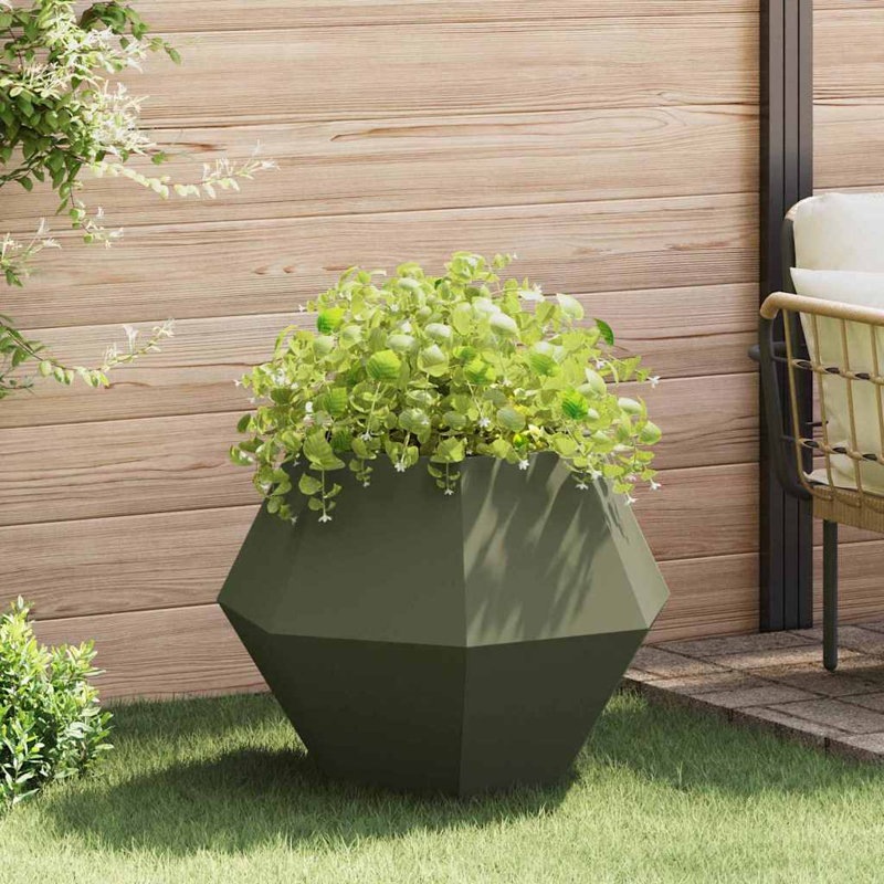  Planter Steel, Olive Green, 60cm H x 75cm W x 75cm D