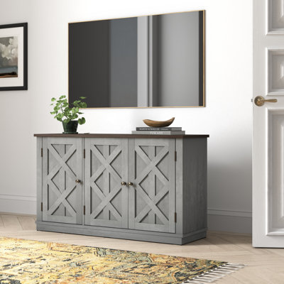 Barboza Farmhouse TV Stand for TVs up to 55", Rustic Media Console with 3 Cabinets 